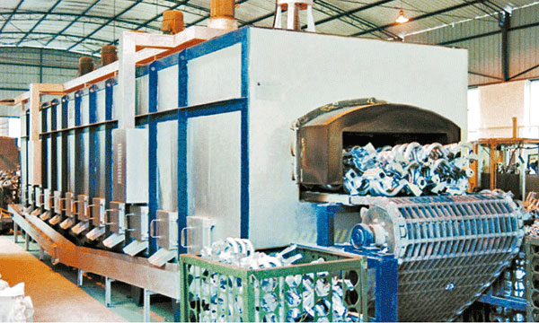 传送带式铝合金进气支管脱砂炉